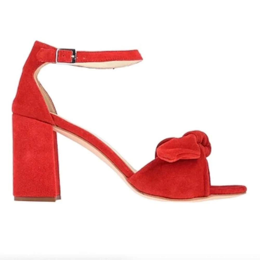 Paola Simonini Womens Red Ankle Strap Heels Bow Size 9 Damaged Box NWB